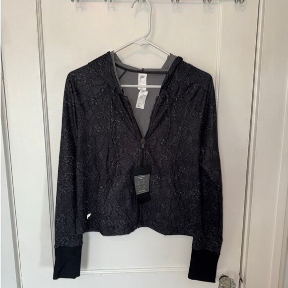 New Fabletics Oasis Cropped Hoodie Tonal Snakeskin Women's size M - Picture 3 of 8